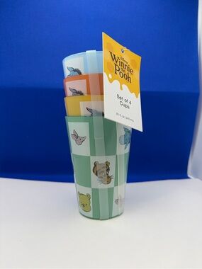 Disney Winnie the Pooh Set of 4 Colorful Cups - Green Pattern